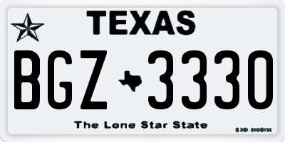 TX license plate BGZ3330