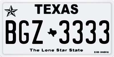 TX license plate BGZ3333