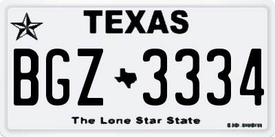 TX license plate BGZ3334