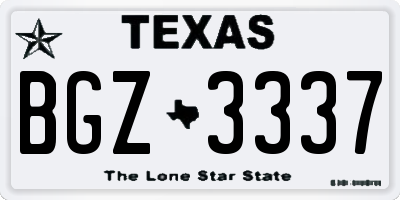 TX license plate BGZ3337