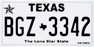 TX license plate BGZ3342