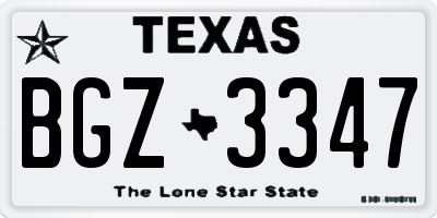 TX license plate BGZ3347