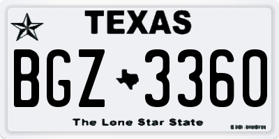 TX license plate BGZ3360