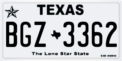TX license plate BGZ3362
