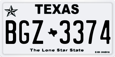 TX license plate BGZ3374