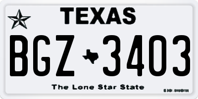 TX license plate BGZ3403