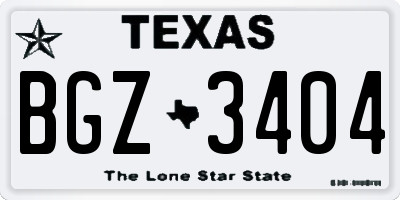 TX license plate BGZ3404