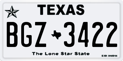 TX license plate BGZ3422
