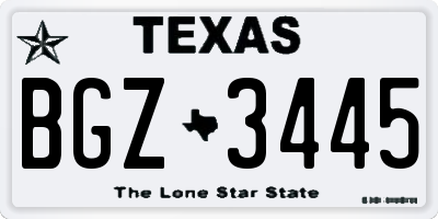 TX license plate BGZ3445