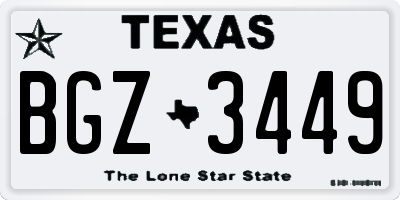 TX license plate BGZ3449