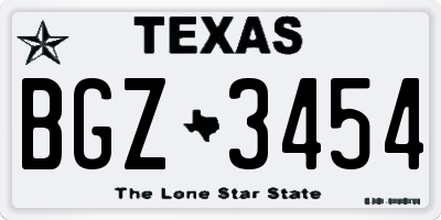 TX license plate BGZ3454
