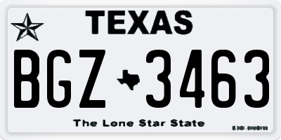TX license plate BGZ3463
