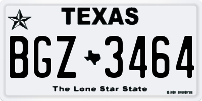TX license plate BGZ3464