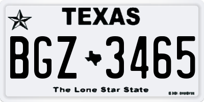 TX license plate BGZ3465