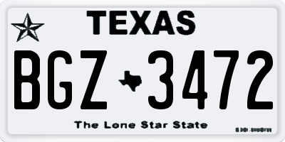 TX license plate BGZ3472