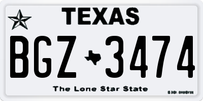 TX license plate BGZ3474