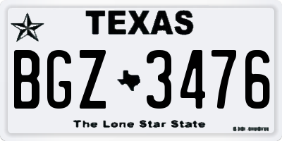 TX license plate BGZ3476