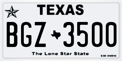 TX license plate BGZ3500