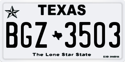 TX license plate BGZ3503