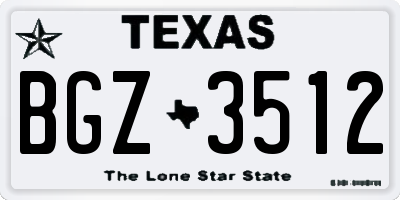 TX license plate BGZ3512
