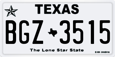 TX license plate BGZ3515