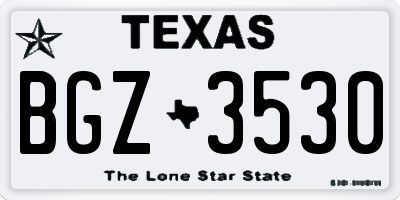 TX license plate BGZ3530