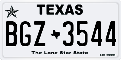 TX license plate BGZ3544