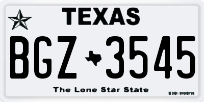 TX license plate BGZ3545