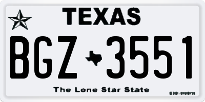 TX license plate BGZ3551