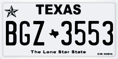 TX license plate BGZ3553