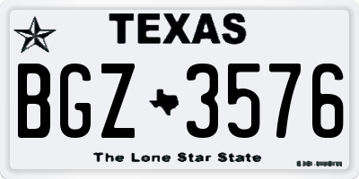 TX license plate BGZ3576
