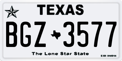 TX license plate BGZ3577