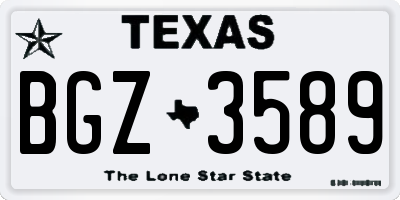 TX license plate BGZ3589
