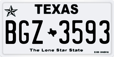 TX license plate BGZ3593
