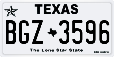 TX license plate BGZ3596
