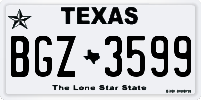 TX license plate BGZ3599