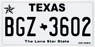 TX license plate BGZ3602