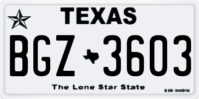 TX license plate BGZ3603