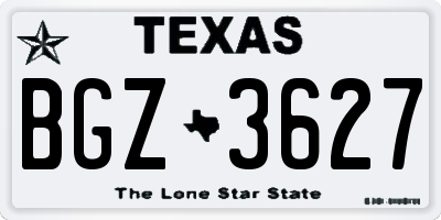 TX license plate BGZ3627
