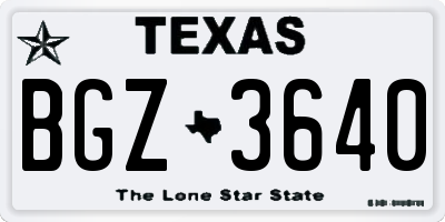 TX license plate BGZ3640