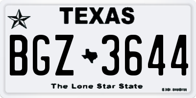 TX license plate BGZ3644