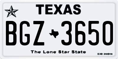 TX license plate BGZ3650