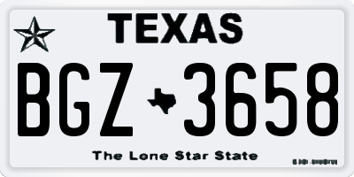 TX license plate BGZ3658