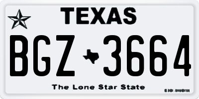 TX license plate BGZ3664