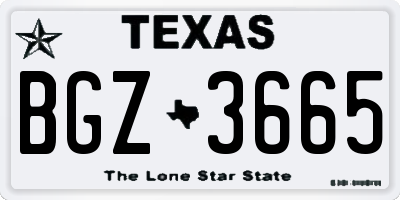 TX license plate BGZ3665