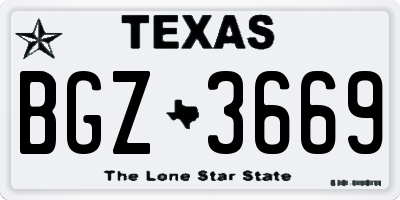 TX license plate BGZ3669