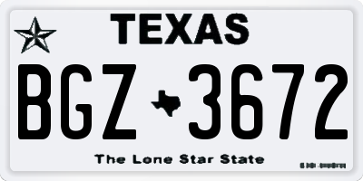 TX license plate BGZ3672