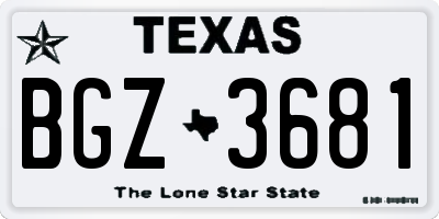 TX license plate BGZ3681