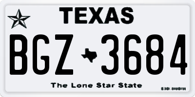 TX license plate BGZ3684