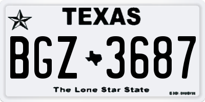 TX license plate BGZ3687
